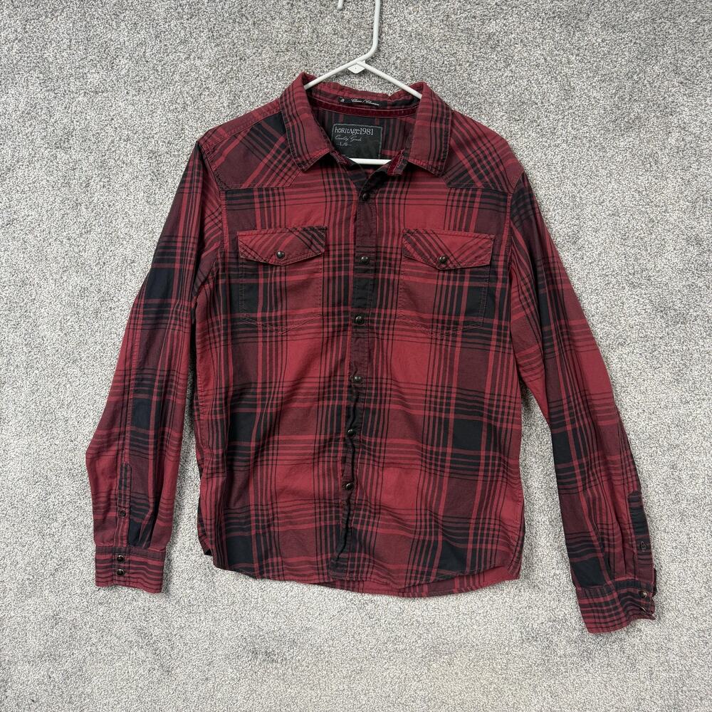 Heritage 1981 Flannel Shirt Large Western Rockabilly Cowboy Country Workwear